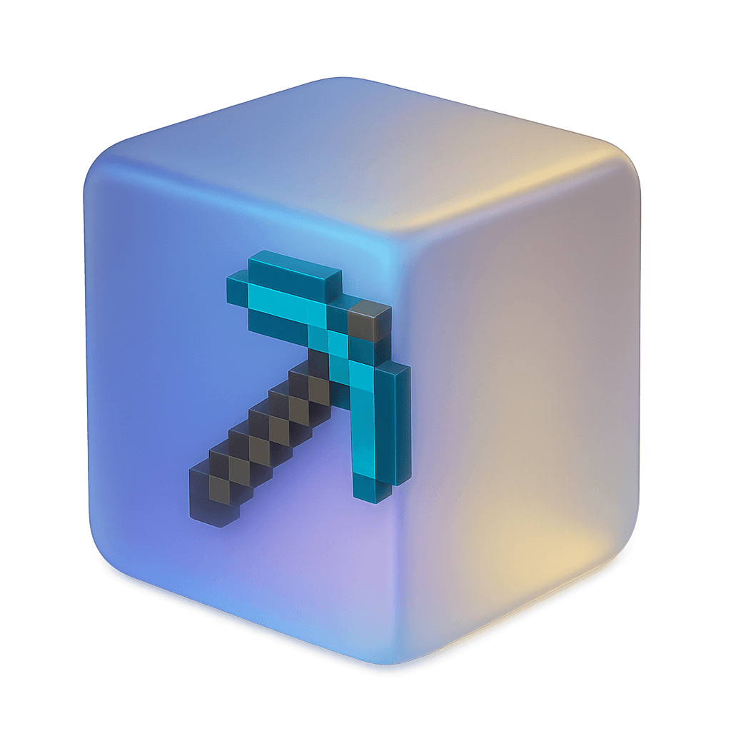 Кирка из майнкрафта в стеклянном кубе